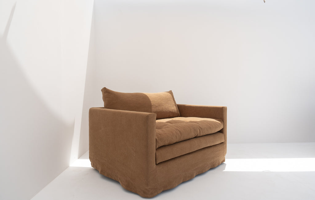Carmel Linen Lounge Chair Side view 3