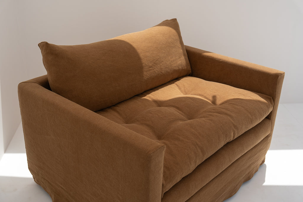 Carmel Linen Lounge Chair Side view 5