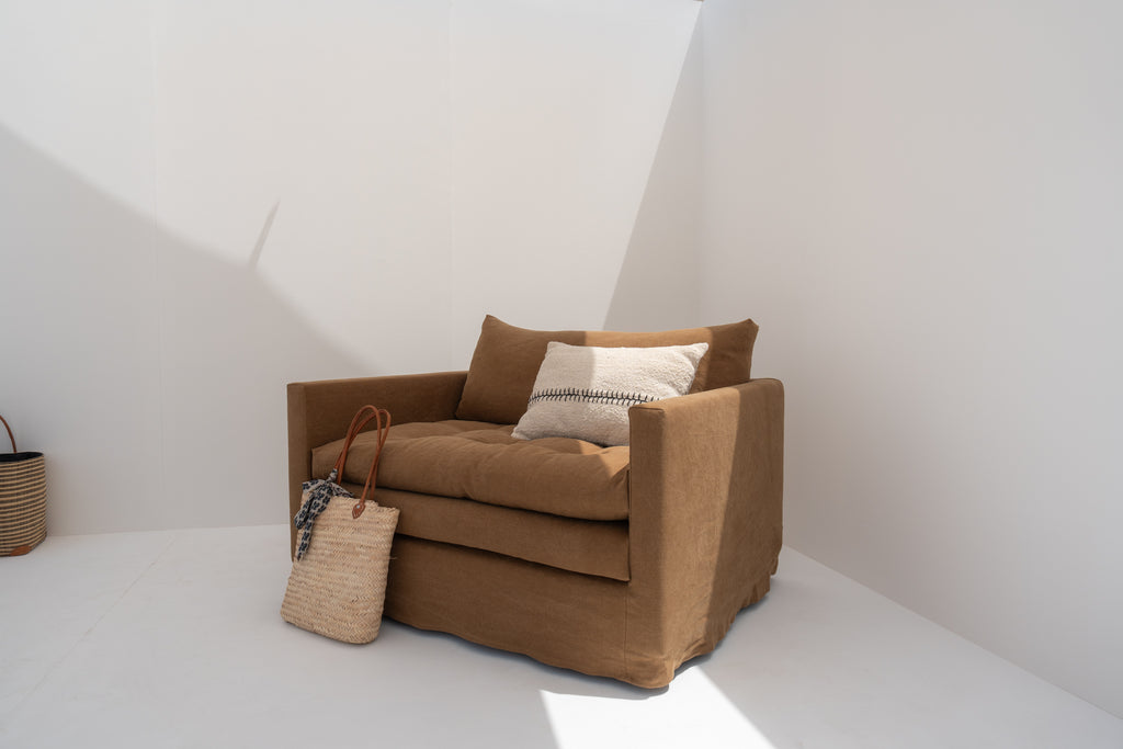 Carmel Linen Lounge Chair Side view 6