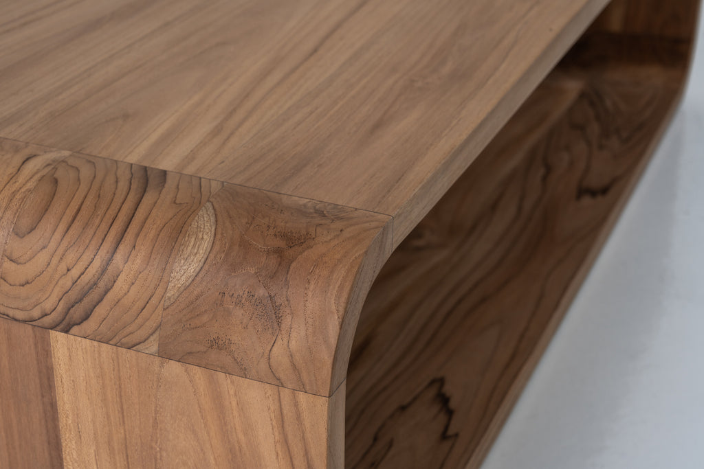 Caspian Teak Coffee Table Detailed Top Texture View 2
