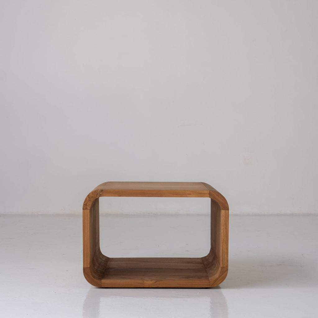 Caspian Teak Side Table Front Perspective View 1