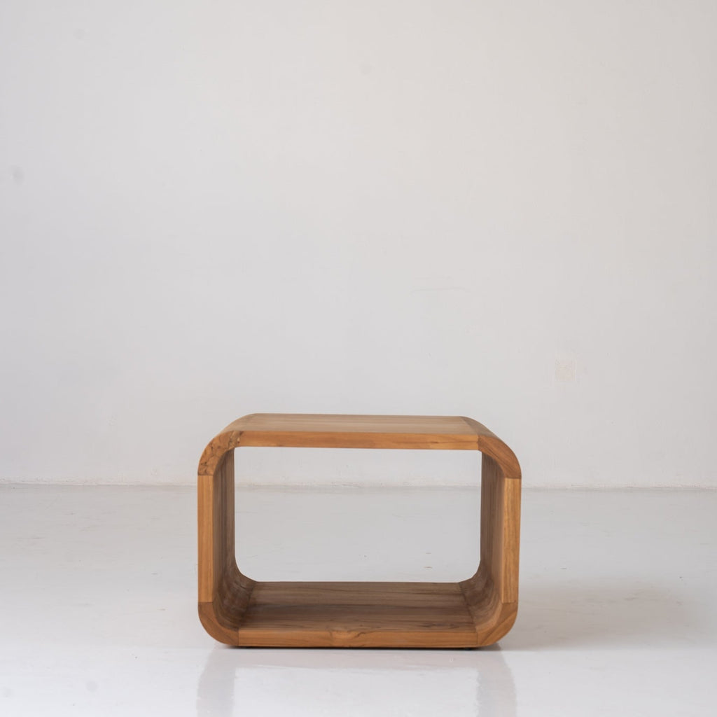 Caspian Teak Side Table Front Perspective View 2
