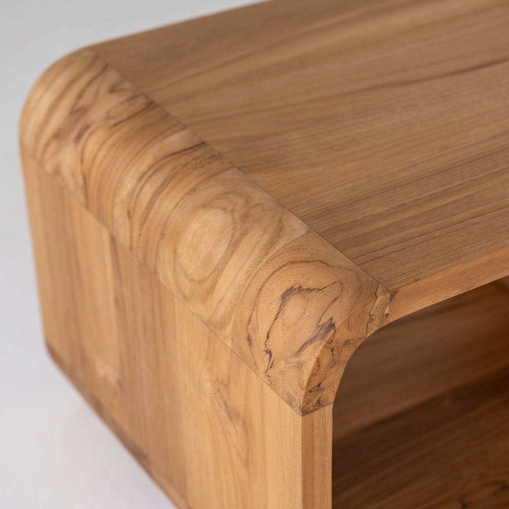Caspian Teak Side Table Front Perspective View 5