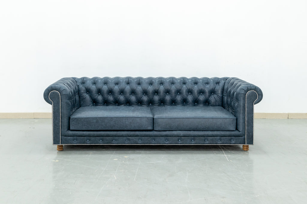 Chesterfield Leather Sofa 3 Seater Front view