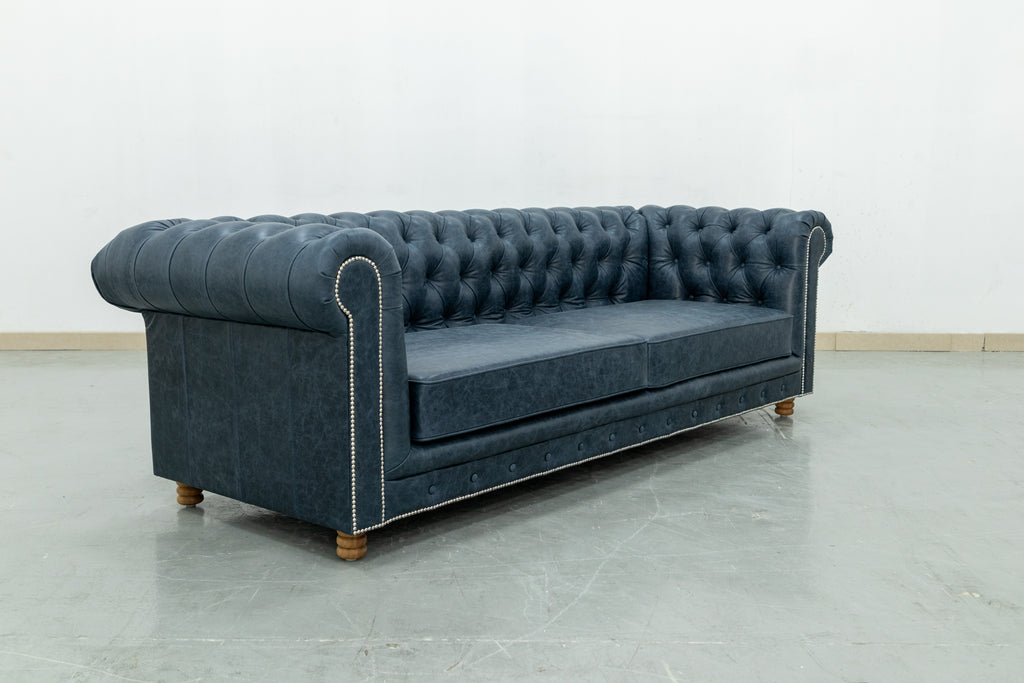 Chesterfield Leather Sofa 3 Seater Side view