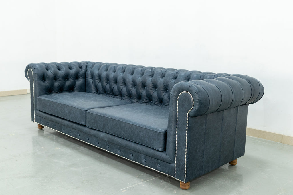 Chesterfield Leather Sofa 3 Seater Side view