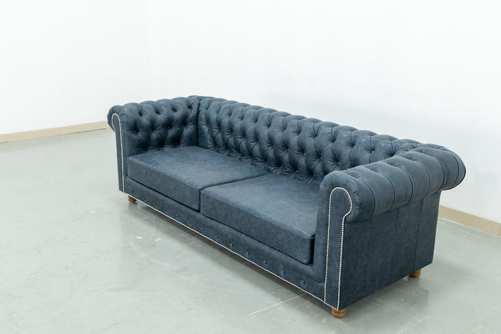 Chesterfield Leather Sofa 3 Seater Side view