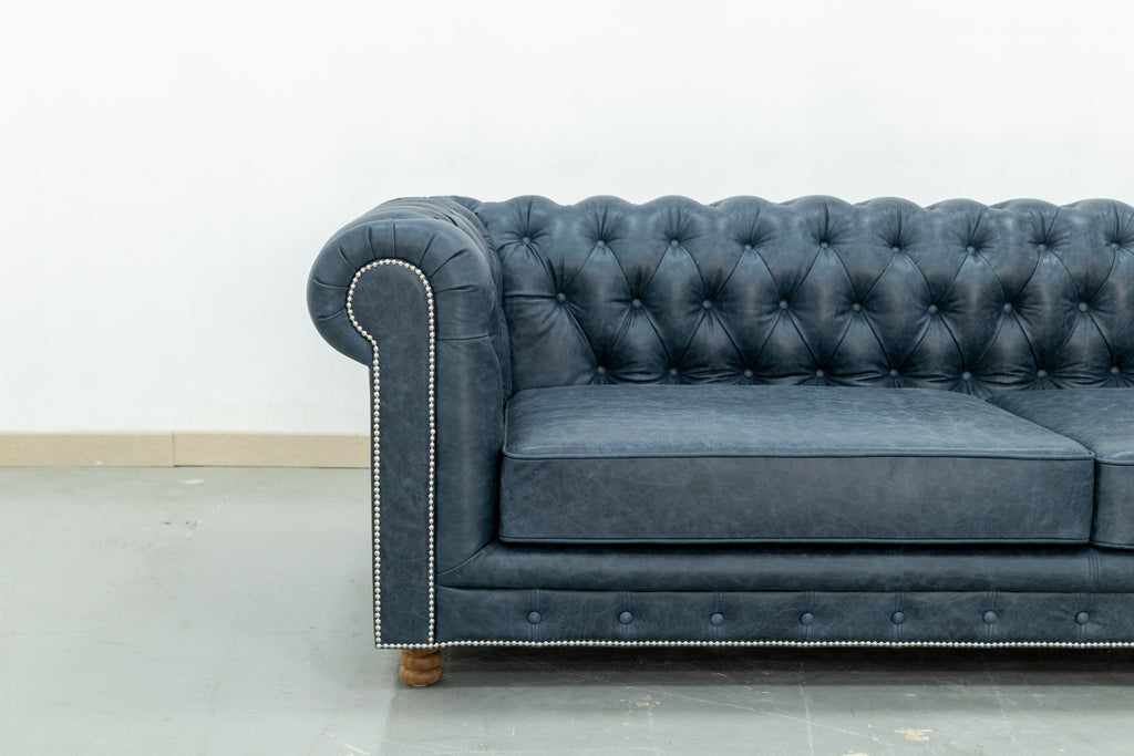 Chesterfield Leather Sofa 3 Seater Side view
