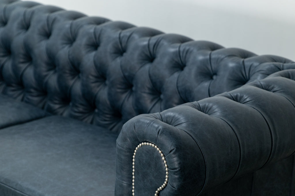 Chesterfield Leather Sofa 3 Seater Side view 