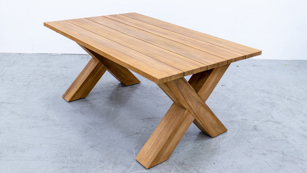 Chunky Cross Legs Teak Dining Table
