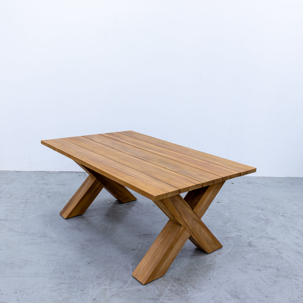 Chunky Cross Legs Teak Dining Table