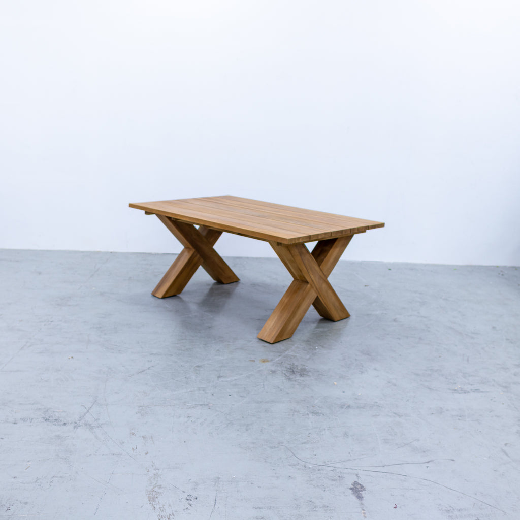 Chunky Cross Legs Teak Dining Table
