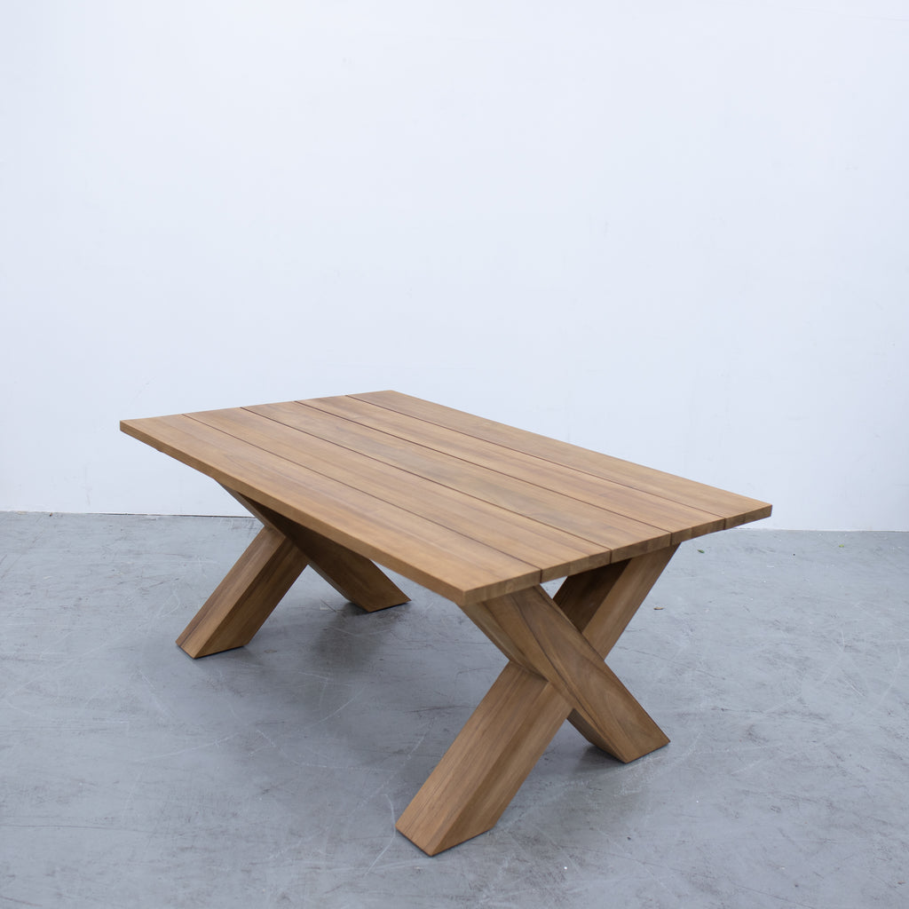 Chunky Cross Legs Teak Dining Table