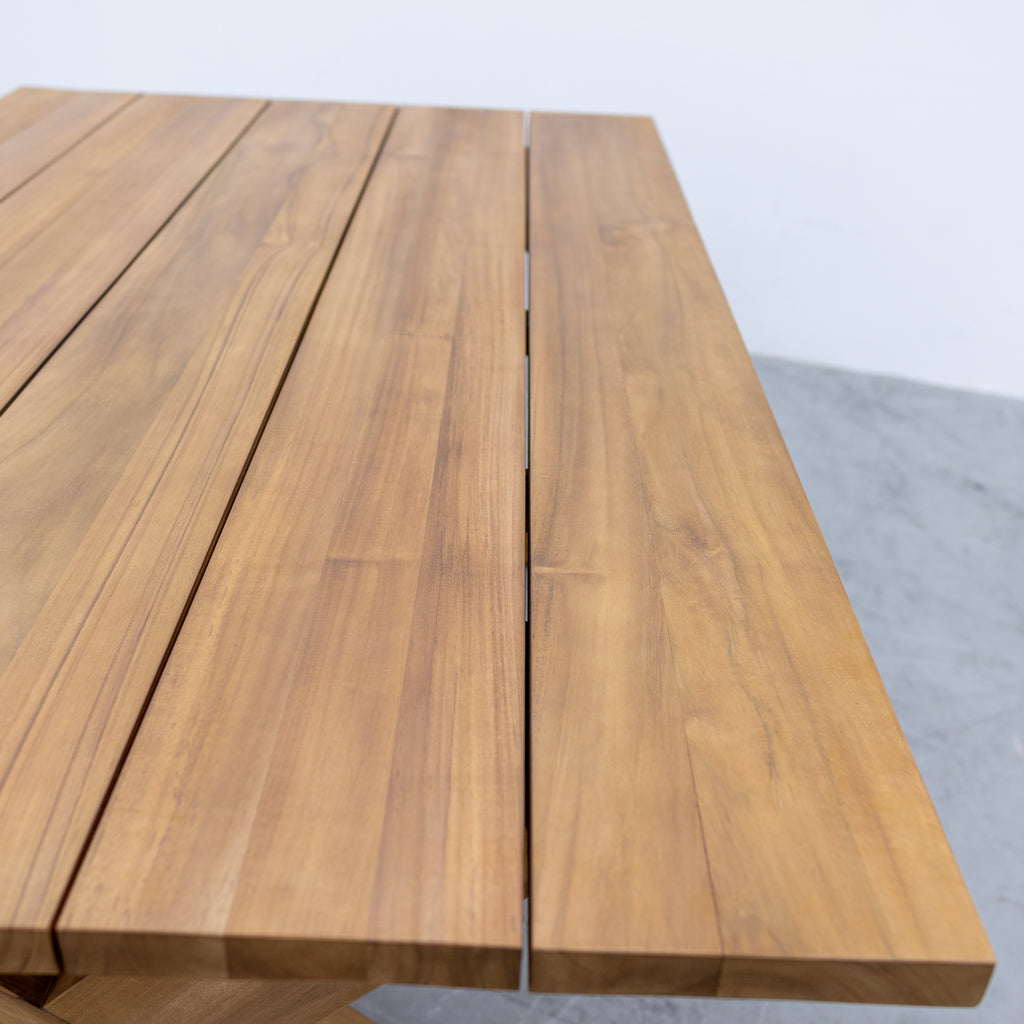 Chunky Cross Legs Teak Dining Table