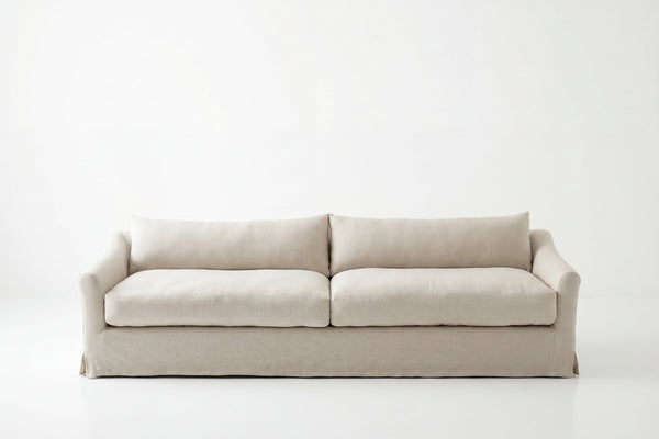 Classic Linen Skirted 3 Seater Sofa Front Perspective 1