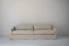 Classic Linen Skirted 3 Seater Sofa Front Perspective 8