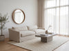 Classic Linen Skirted 3 Seater Sofa Indoor Perspective View 16