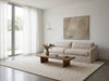 Classic Linen Skirted 3 Seater Sofa Indoor Perspective View 1