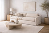Classic Linen Skirted 3 Seater Sofa Indoor Perspective View 4