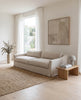 Classic Linen Skirted 3 Seater Sofa Indoor Perspective View 5