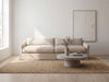 Classic Linen Skirted 3 Seater Sofa Indoor Perspective View 6