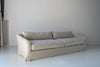 Classic Linen Skirted 3 Seater Sofa Perspective View 13