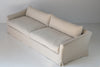 Classic Linen Skirted 3 Seater Sofa Perspective View 14