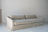 Classic Linen Skirted 3 Seater Sofa Perspective View 15