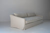 Classic Linen Skirted 3 Seater Sofa Perspective View 17