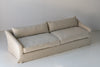 Classic Linen Skirted 3 Seater Sofa Perspective View 8