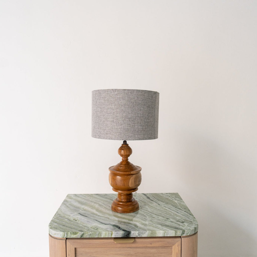 Classic Turned Wood Table Lamp Front Perspective View 2