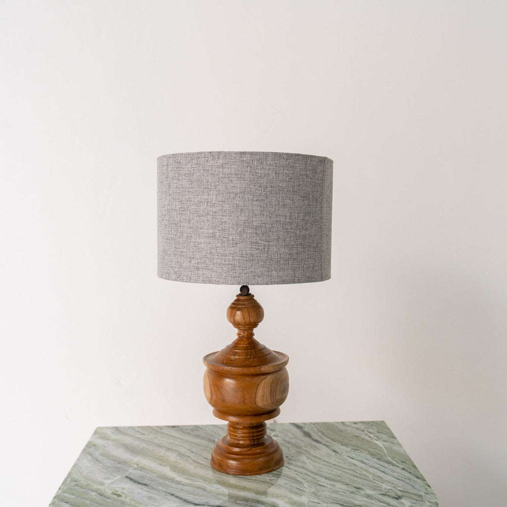 Classic Turned Wood Table Lamp Front Perspective View 1