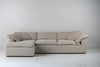 Cloud Linen and Feather Sofa (Left Chaise) Front Perspective View 1