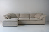 Cloud Linen and Feather Sofa (Left Chaise) Front Perspective View 2