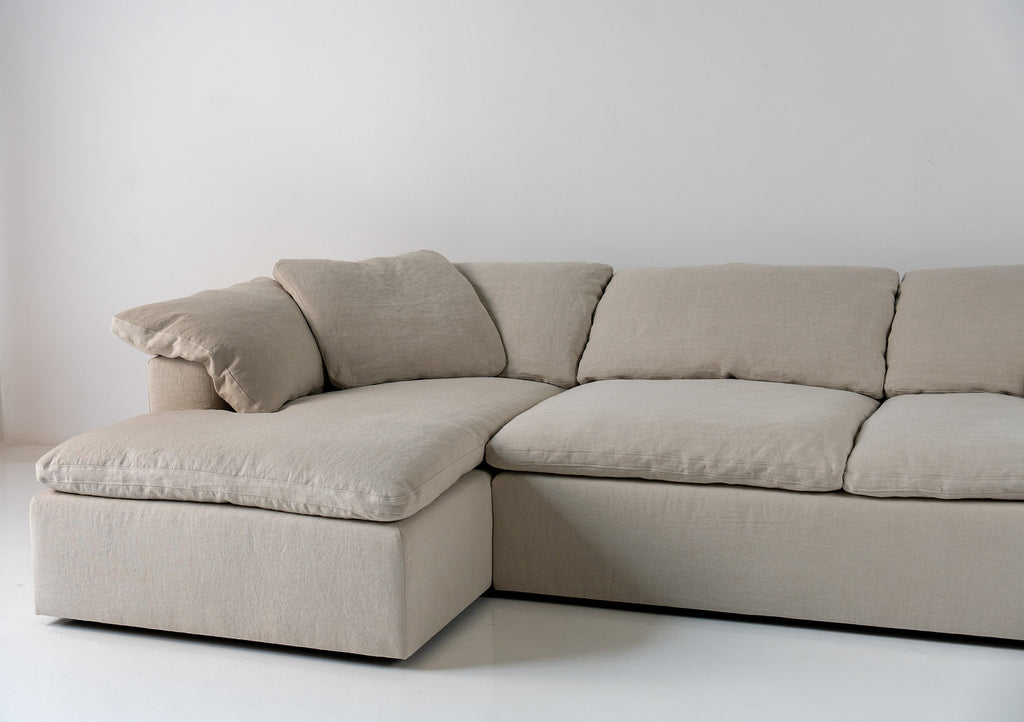 Cloud Linen and Feather Sofa (Left Chaise) Perspective View 2