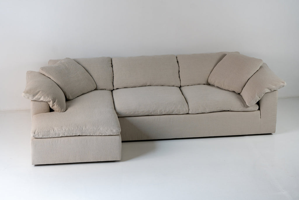 Cloud Linen and Feather Sofa (Left Chaise) Perspective View 4
