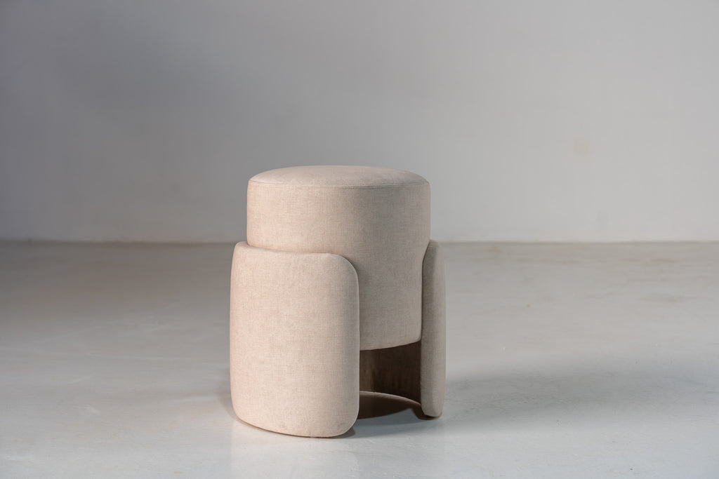 Column Upholstered Stool II Perspective View 1