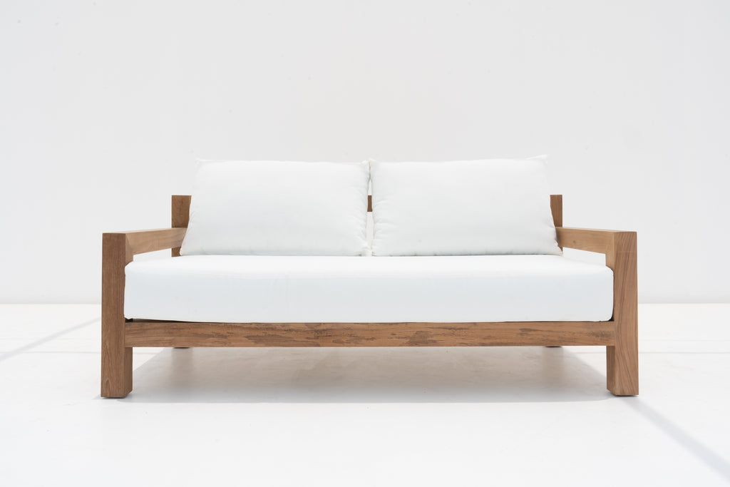 Contemporary Teak 2 Seater Sofa Front view