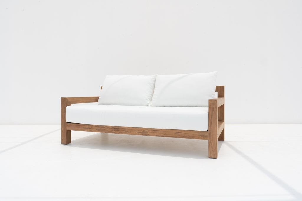 Contemporary Teak 2 Seater Sofa Side view