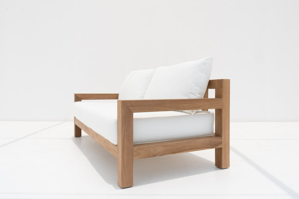 Contemporary Teak 2 Seater Sofa Side view