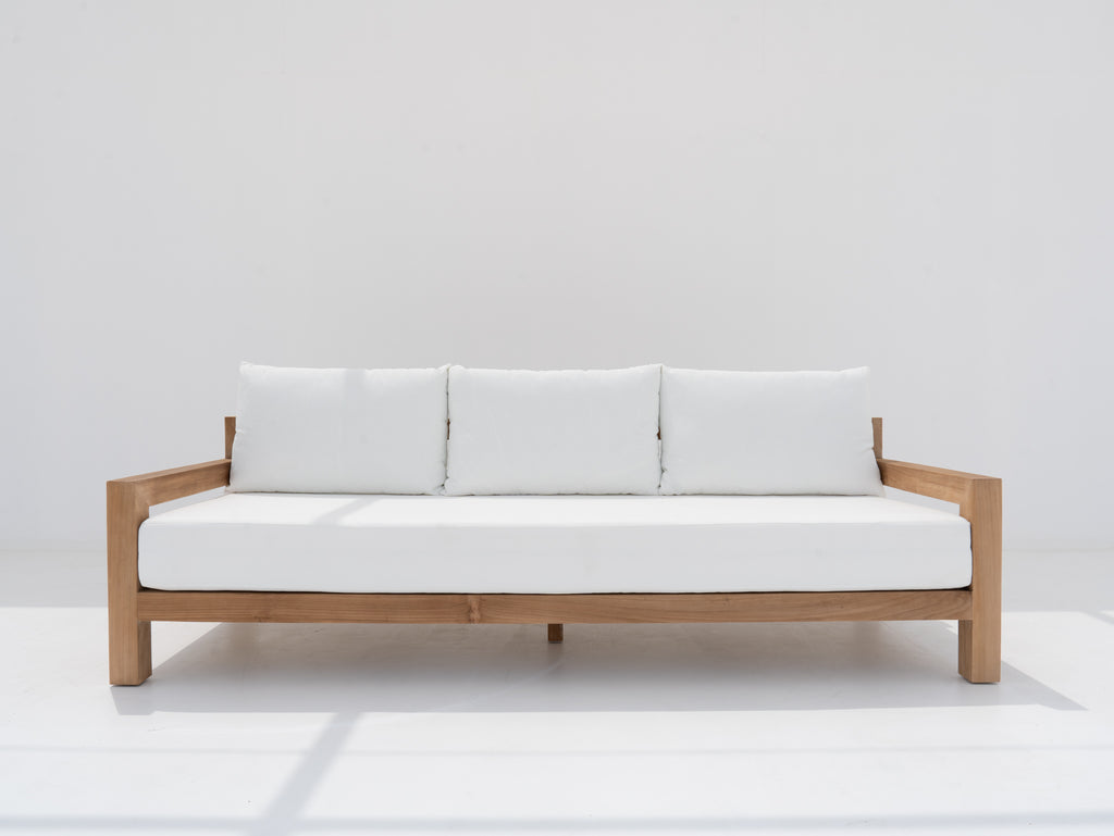 Contemporary Teak 3 Seater Sofa Front view