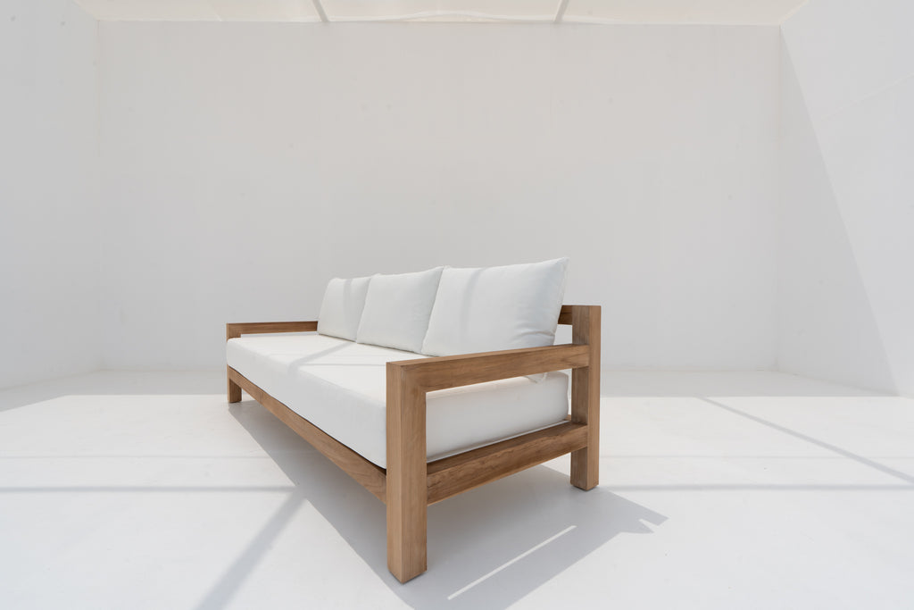 Contemporary Teak 3 Seater Sofa Side view
