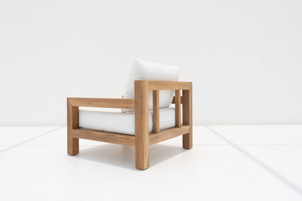 Contemporary Teak Single Seater Sofa Back view
