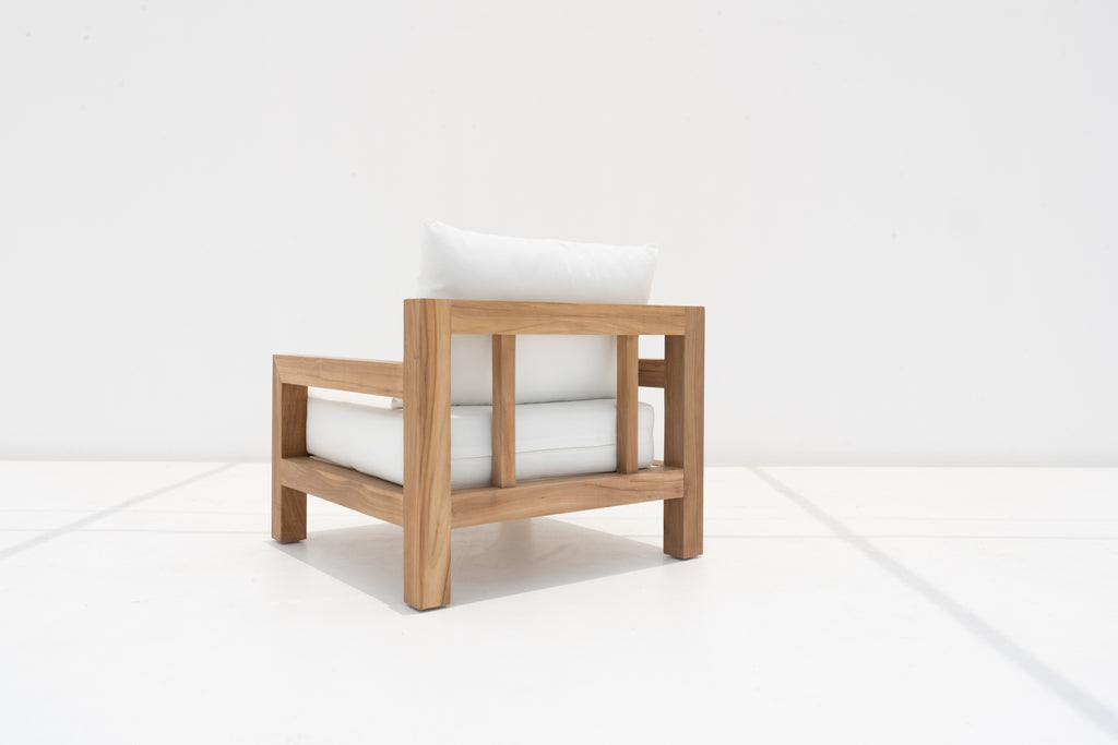Contemporary Teak Single Seater Sofa Back view
