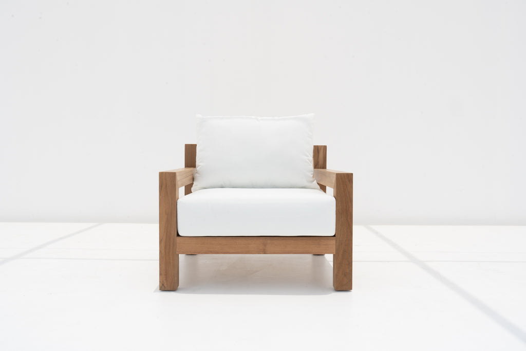 Contemporary Teak Single Seater Sofa Front view