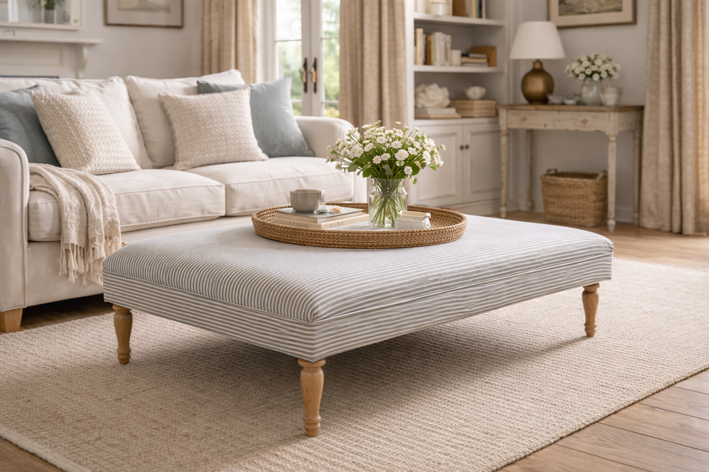 Cotswold Ticking Stripe Ottoman Indoor View 2