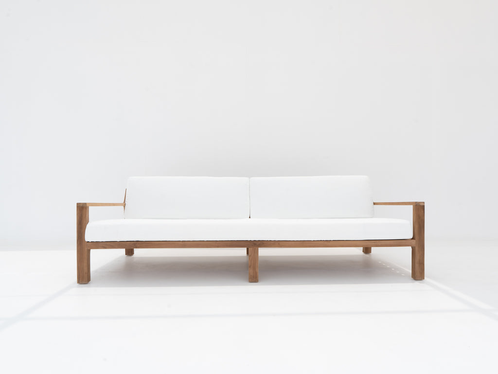 Crete Teak 3 Seater Sofa Front view