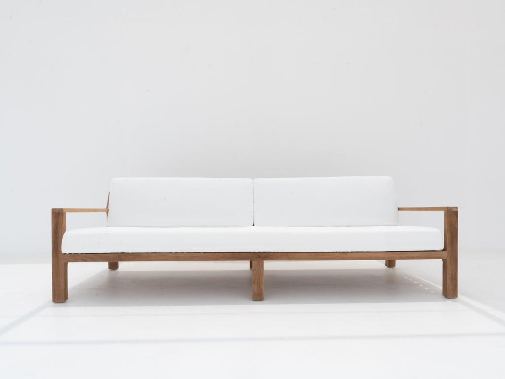 Crete Teak 3 Seater Sofa Front view