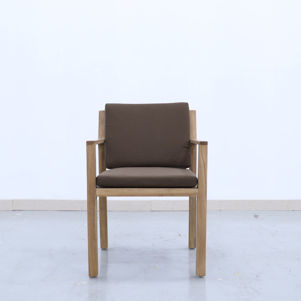 Crete Teak Dining Arm Chair Front view
