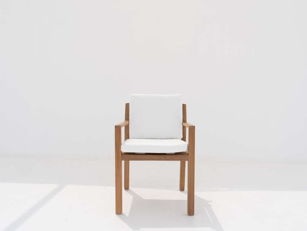 Crete Teak Dining Arm Chair Front view